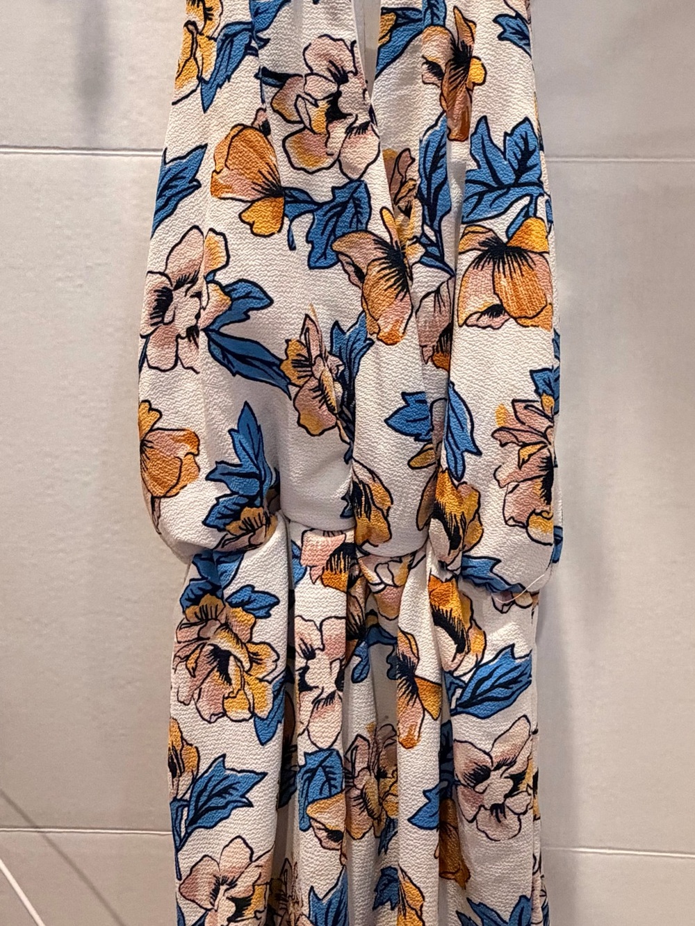 J for Justify White Floral Jumpsuit with Blue and Yellow Print